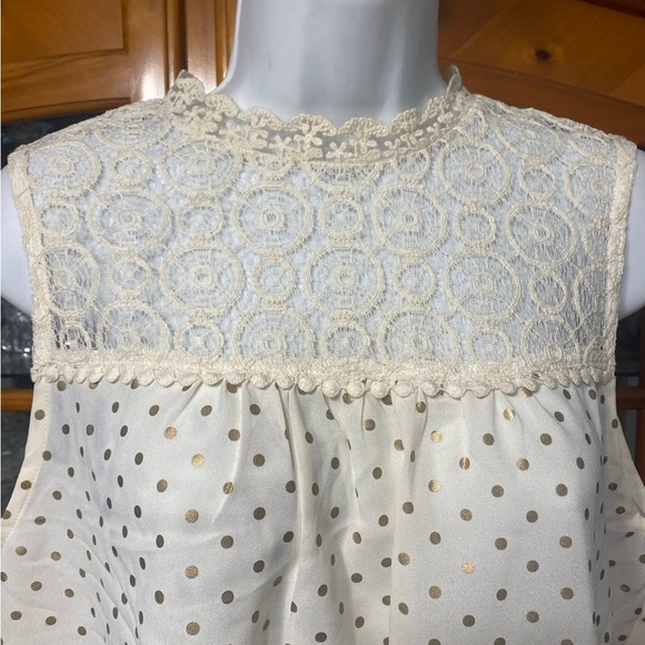 Vintage Monteau Womens Sleeveless Lace with Gold Polka Dots NWT size L - Picture 2 of 11
